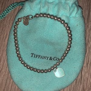 Tiffany blue heart tag bead bracelet